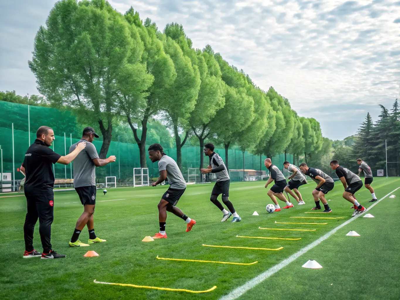 A vibrant image of students playing football on a well-maintained field, showcasing teamwork and sportsmanship.